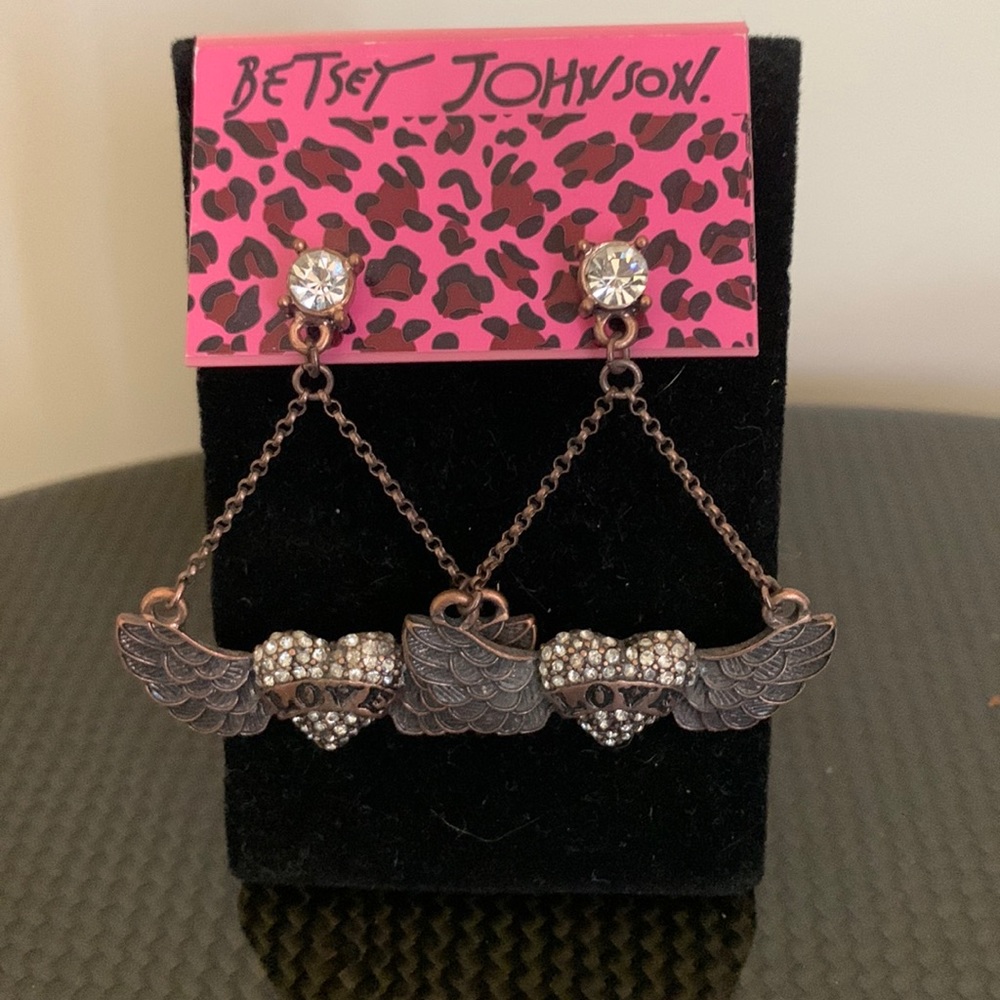 Betsy Johnson Angel wings dangle earrings